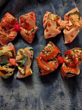 4 Betty Boop  Cartoon Print Hair Bows